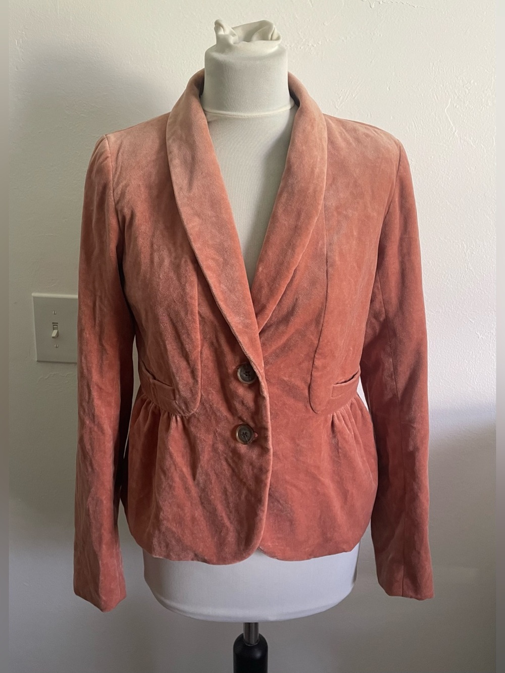 J Crew Vintage Women Peplum Blazer 8 Terracotta Velvet Boho Chic Preppy Classic